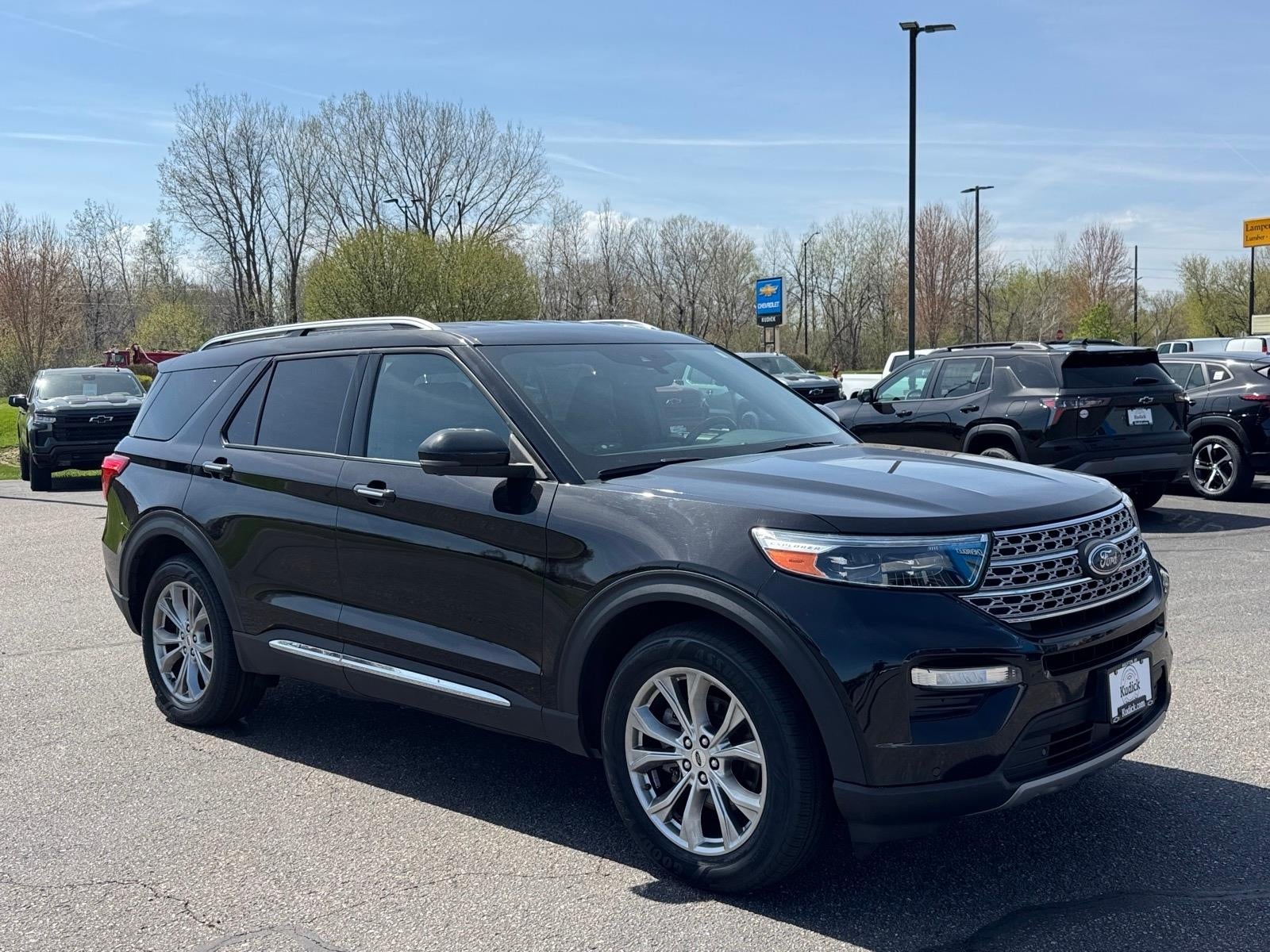 2020 Ford Explorer Limited in Black — front three-quarter view