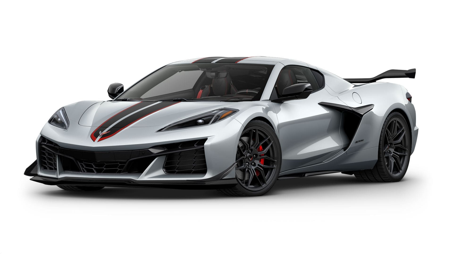 2026 Chevrolet Corvette Z06 3LZ in Blade Silver Metallic — front three-quarter view