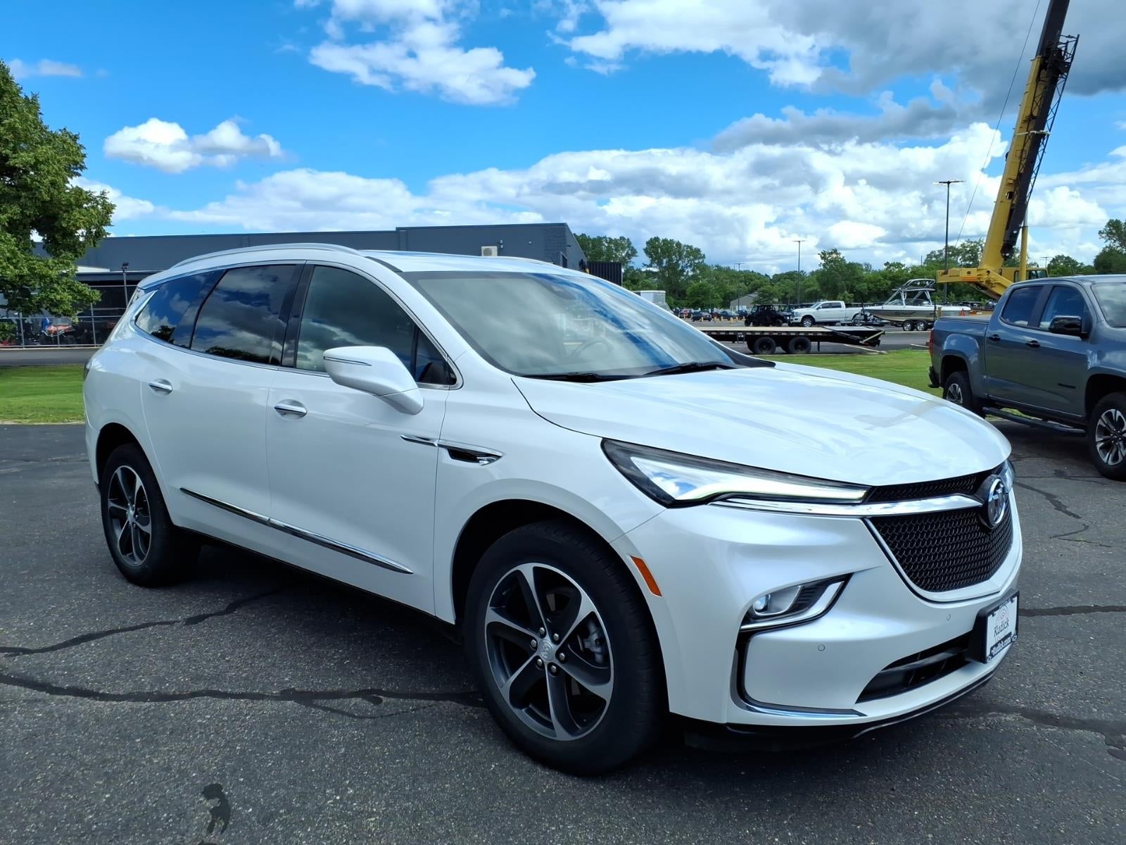2022 Buick Enclave Essence in White Frost Tricoat — front three-quarter view